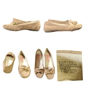 Jellypop Women's Beige Flats with Bow Detail